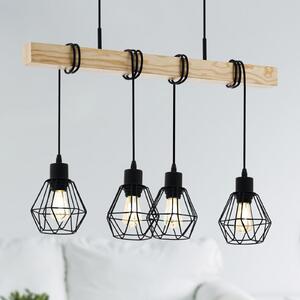 EGLO Lampadar Townshend, lungime 70 cm, negru/oraș, 4 lumini., reglabil, Negru, Camera de zi / sufragerie, Metal, Vintage
