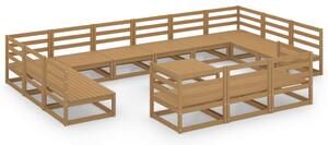 Set mobilier de grădină, 14 piese, lemn masiv de pin