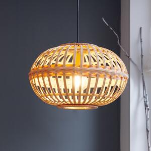 EGLO Amsfield lampă suspendată de bambus, forma ovală, reglabil, Lemn, Camera de zi / sufragerie, Bamboo
