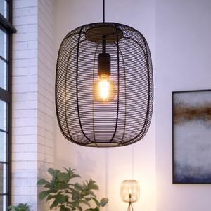 EGLO Lampă suspendată Rinroe, Ø 32,5 cm, negru, oțel, reglabil, Negru, Camera de zi / sufragerie, Metal, Modern