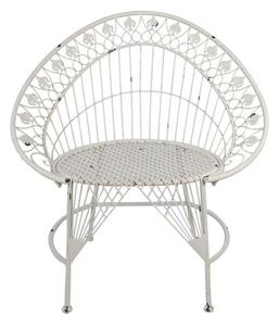 Scaun de exterior, alb, din metal, cu aspect vintage