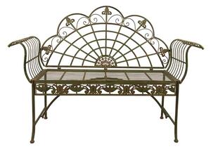 Banca de gradina, verde, din metal, aspect vintage