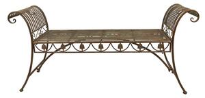 Banca de gradina, verde, din metal, aspect antichizat