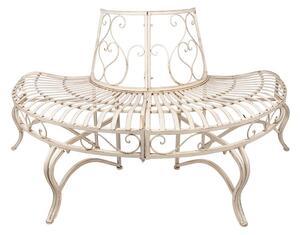 Banca de gradina, alb, din metal, aspect vintage