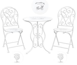 Set masa si 2 scaune bistro, din metal, Country Chic