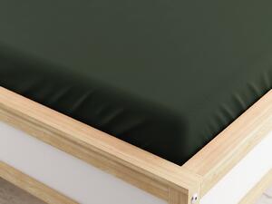 Cearsaf cu elastic din microfibra verde inchis 90 x 200 cm