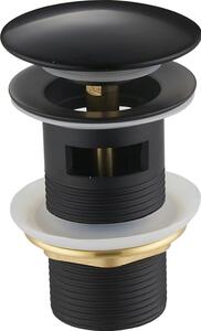 Sifon rotund pentru chiuveta Mexen care se poate inchide, ClickClack, dop mare, cu preaplin, negru mat, 79920-70