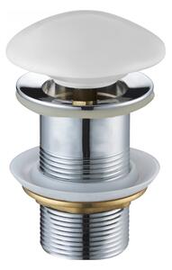 Dop de scurgere rotund pentru chiuveta Mexen tip ClickClack, fara preaplin, ceramica alba mat, 79910-01