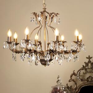 Candelabru Teresa, 12 becuri, bronz, cristal