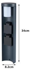 Brilagi PILLAR - Lampă de exterior cu 2 prize SCHUKO, 1xG9/11W/230V, IP44, antracit