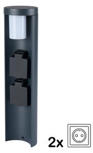 Brilagi PILLAR - Lampă de exterior cu 2 prize SCHUKO, 1xG9/11W/230V, IP44, antracit
