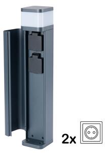 Brilagi PILLAR – lampă de exterior cu 2 prize SCHUKO, 1xG9/11W/230V, IP44, antracit