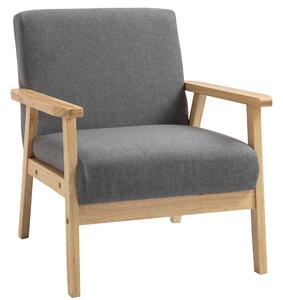HOMCOM Fotoliu cu design scandinav, fotoliu de accent din lemn masiv cu aspect de in, 64 cm x 70 cm x 72 cm, gri | Aosom Romania