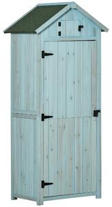 Magazie de Gradina Outsunny, din Lemn Impermeabila, 77x54,2x179cm, Albastru | Aosom Romania