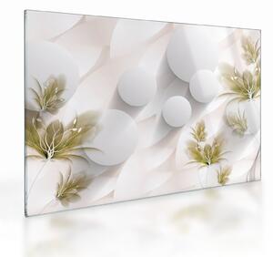 Tablou pe sticlă - 3D cercuri cu flori (70x50 cm)
