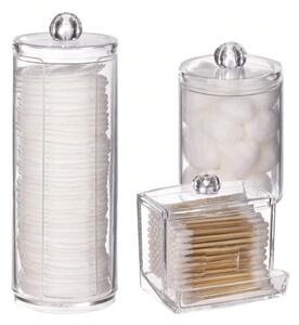 Set transparent pentru depozitarea cosmeticelor cu capace - 3 piese