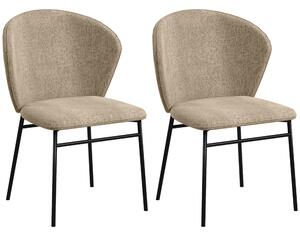 HOMCOM Set de 2 scaune, cu șezut capitonat din material textil, aspect de in, picioare din oțel stabile, design modern, maro deschis | Aosom Romania