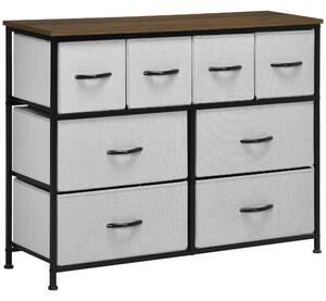 HOMCOM Comodă 8 sertare mobilier de depozitare sertar din material textil pliabil, structură din oțel negru, 100 x 30 x 78 cm | Aosom Romania