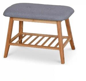 Pantofar ST14, gri/stejar natural, stofa/lemn de bambus, 60x30x44 cm
