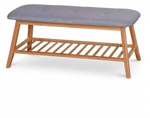 Pantofar ST15, gri/stejar natural, stofa/lemn de bambus, 100x30x44 cm