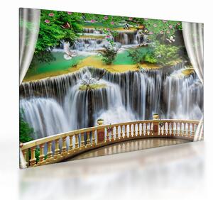 Tablou pe sticlă - Privire la cascade magice (70x50 cm)