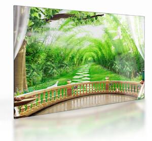 Tablou pe sticlă - Privire la grădina tropicală (70x50 cm)