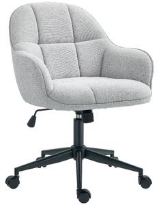 HOMCOM Scaun fauteuil de birou cu spătar și șezut capitonat reglabil în înălțime rotativ 360° bază neagră tapiterie țesătură gri | Aosom Romania