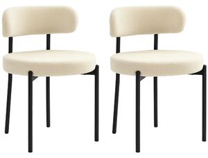 HOMCOM Set de 2 scaune de masă cu spătar din material textil și picioare din oțel 51 x 51 x 76 cm bej negru | Aosom Romania
