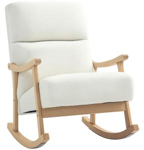 HOMCOM fotoliu de leagăn cu înveliș asemănător catifelei, spătar ergonomic și capacitate de 120 kg, 65L x 90B x 98H cm, alb crem | Aosom Romania