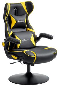 Vinsetto Scaun Gaming cu Funcție de Leagăn și Difuzor, Suport Lombar și pentru Gât, Piele Ecologică, Galben și Negru | Aosom Romania