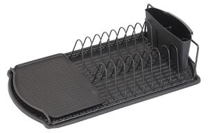 Kuchinox Torino, scurgere farfurie și tacâmuri 47,5x26,5x11 cm, în picioare, negru mat, LAV-EKC_701A