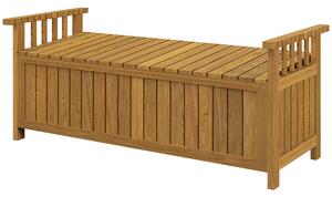 Outsunny Banca de grădină pentru 2 persoane din lemn, cu depozitare de 186L, banca de exterior cu brațe, 128,5 x 56 x 53,5 cm, maro | Aosom Romania