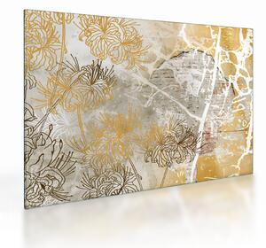 Tablou pe sticlă - Vintage perete cu flori (70x50 cm)