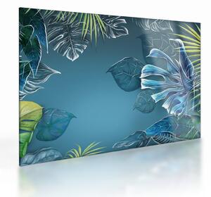 Tablou pe sticlă - Frunzele plantelor tropicale (70x50 cm)