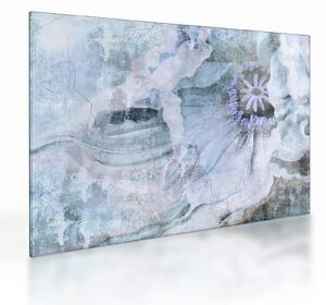 Tablou pe sticlă - Frescă florală pe un perete de cărămidă (70x50 cm)