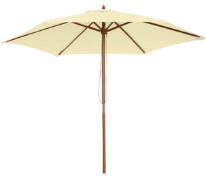 Outsunny Umbrelă de Soare pentru Grădină cu Suport din Lemn, Design Elegant, 2.5x2.3m, Crem, Protecție UV | Aosom Romania