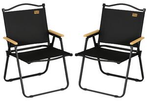 Outsunny Set 2 Scaune de Camping și Plajă Pliabile cu Cotiere, 54x59x78 cm, Negru | Aosom Romania