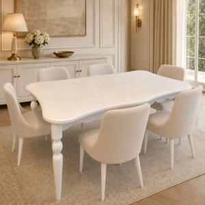 Masă dining Verona din MDF, alb, 160 × 90 × 76 cm, 6 persoane