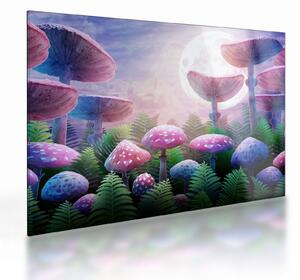 Tablou pe sticlă - Ciuperci sub lună plină (70x50 cm)