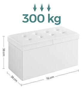 Bancuta hol cufar cu depozitare, Songmics, Alb, 76x38x38 cm