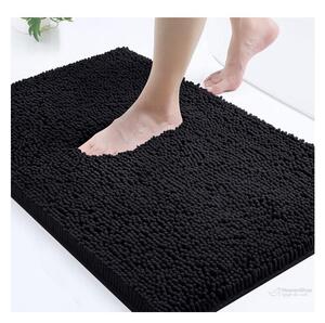 BISK Erga Basic, covoraș de baie 80x50 cm, model 6 Chenille Rolled, negru, ERG-08686