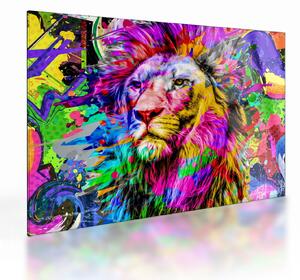 Tablou pe sticlă - 3D imaginea leului (70x50 cm)