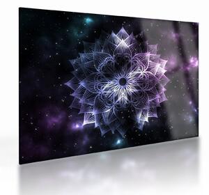 Tablou pe sticlă - Mandala Lotus în spațiu (70x50 cm)