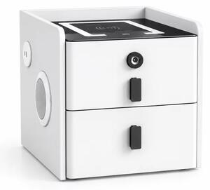 Noptiera inteligenta slim cu incarcare wireless, iluminare LED, difuzor bluetooth,sistem cu amprenta,white