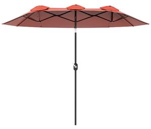 Outsunny Umbrela de soare de gradina basculabila dubla cu deschidere cu manivela, 295x152x222cm, rosu | Aosom Romania