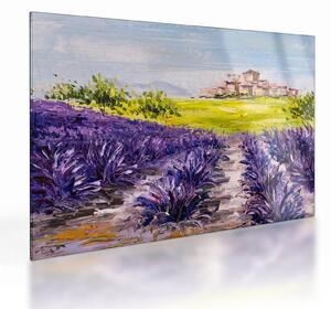Tablou pe sticlă - Provence, Franța, pictură în ulei (70x50 cm)