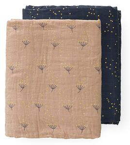 Set 2 paturici muselina de infasat din bumbac organic Dandelion 120x120 cm