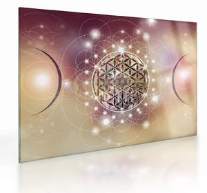 Tablou pe sticlă - Mandala cu elemente (70x50 cm)