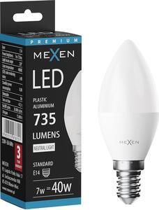 Mexen Nova, Bec LED E14, C37, 7W, lumină caldă - 3000K, 735 lm - L102-E14-0730-01