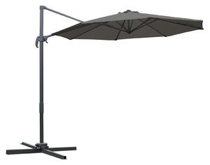 Outsunny Umbrel de Gradină cu Manivelă cu Înclinare Reglabilă, Umbrelă cu Braț și Stinghii, Ø2.95x2.5 m, Gri | Aosom Romania